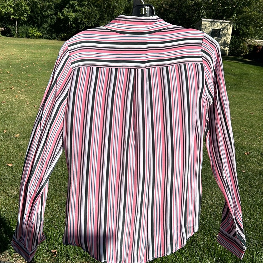NWOT Etcetera Striped Blouse Pink and Green Size 2 - Picture 11 of 16